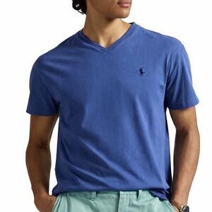 Polo Ralph Lauren Classic Blue V-Neck Tee Size Large EUC